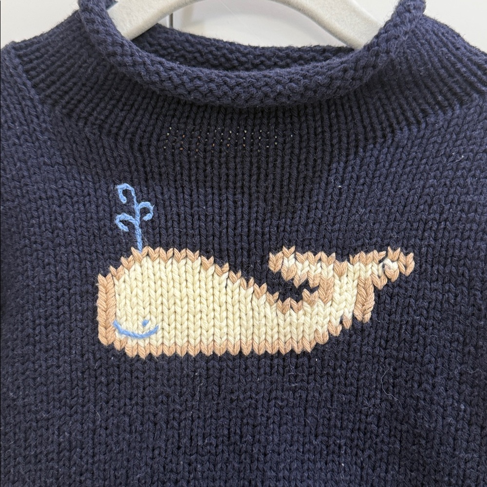 Claver Quality Sweaters Nantucket Navy Whale Roll Neck Sweater 12M - Picture 2 of 5